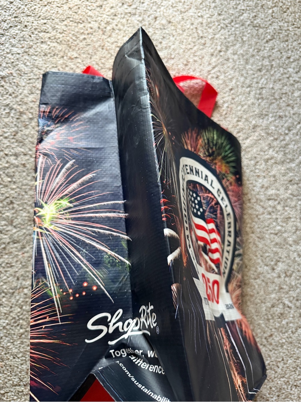 NWT NEW Reusable July 4 Centennial Celebration 250 Tote Bag Red Handle Grocery - Picture 3 of 4